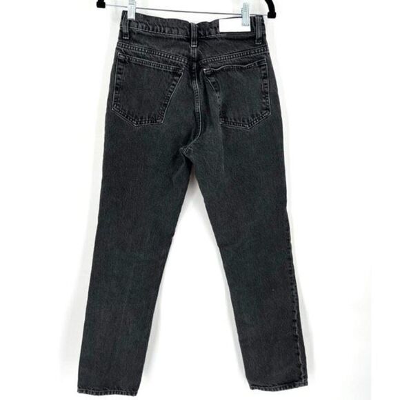 Re/Done Women's Whiskered Cotton Blended Straight Jeans Black Size 26 - Picture 1 of 9